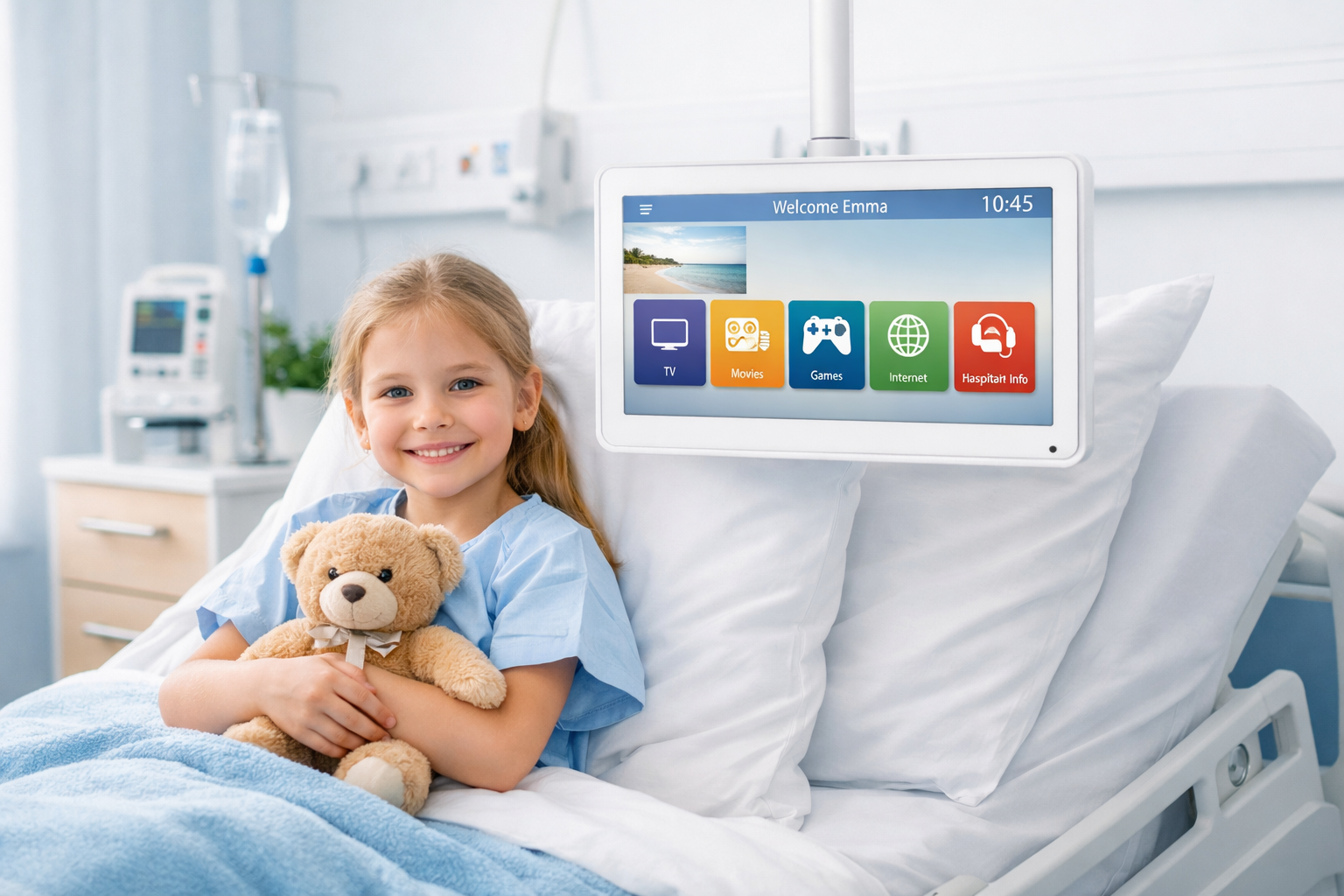 FlexCare bedside tablet in patient room